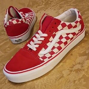 VANS Old Skool Red/White Checkered Women's 8.5 Men 7.0 Shoes